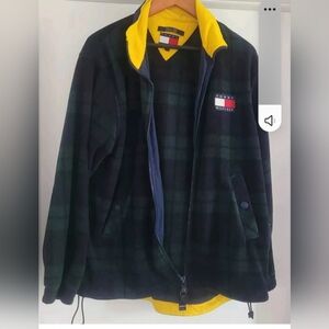 Vintage 90s Tommy Hilfiger Plaid Logo Spellout Flag BlackWatch Jacket